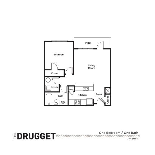 1 Bdrm Floor Plan | Apartments For Rent Fort Mill SC | Kingsley Apartments