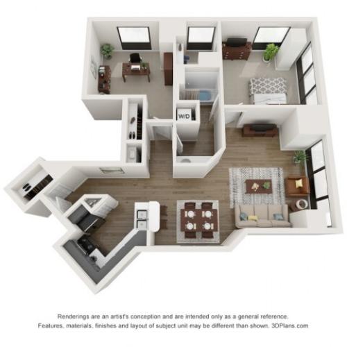 The Gratiot 1 Bed Apartment Riverfront Towers