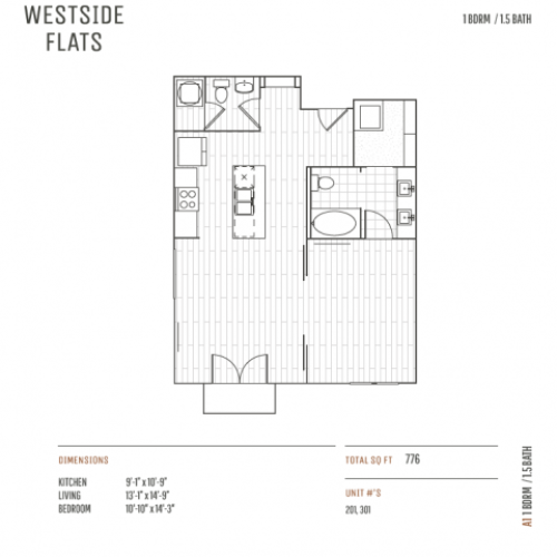 A1 - 1 Bed 1.5 Bath