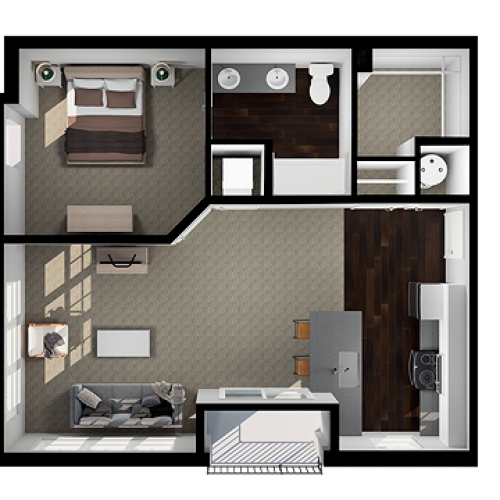 onebedroom townhome style apartment home floor plan Find your happy