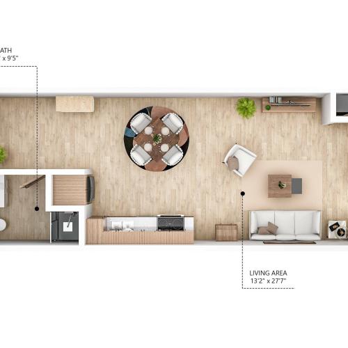Studio/ 570 SQ FT