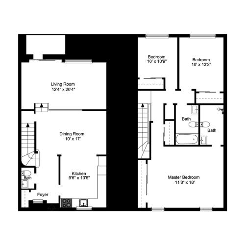 Two Bedroom Garden with Fireplace Remodel 2 Bed Apartment Woods