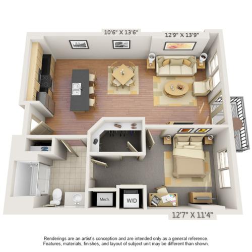 Powell | 1 bed 1 bath
