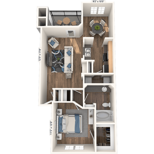 Andorre | 1 bed 1 bath 794 square feet | Riviera at West Village | Apartments Dallas, TX
