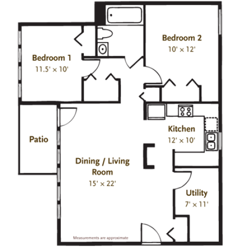 2 bed 1 bath