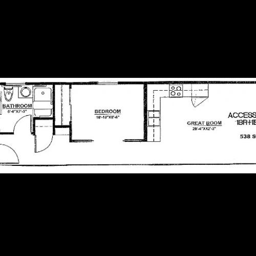 1x1 B 538sqft
