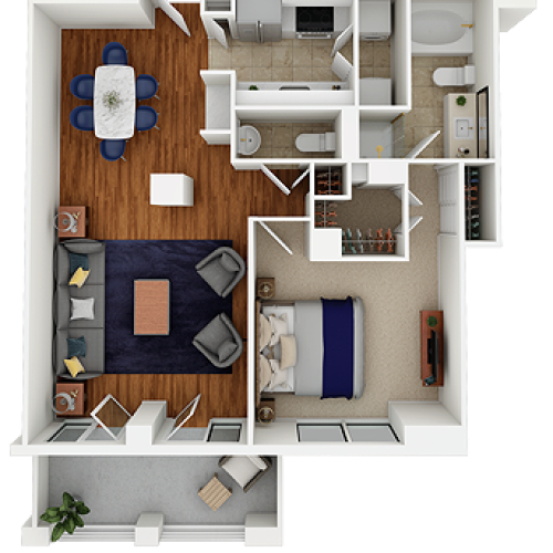1 bd/ 1.5ba 959 sqft.