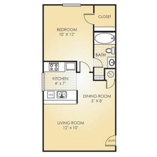 One Bed, One Bath, 550 Square Feet
