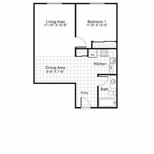 1 Bed 1 Bath  | Colonial Village Apartments | Apartments in Manchester NH
