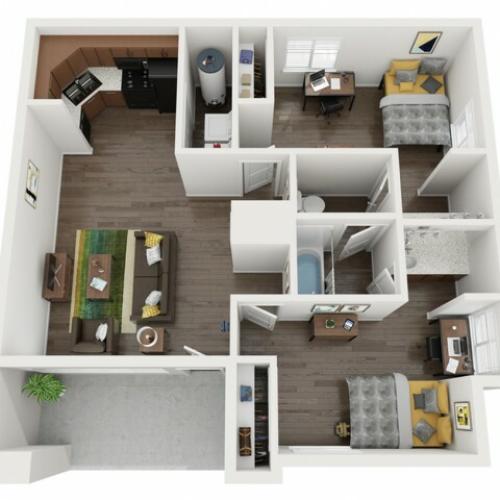 B1 - 2 bedroom / 1 bathroom | The Preserve at Tuscaloosa | UA Off Campus Housing
