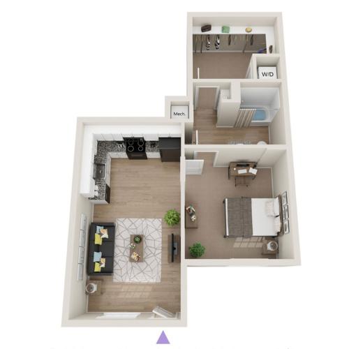 A2 1 Bedroom Floor Plan | The Preserve Murfreesboro | Apartments In Murfreesboro TN
