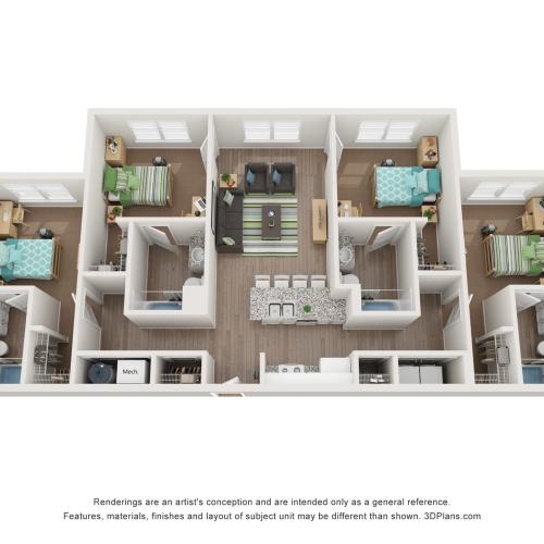 B2 (2 Bedroom / 2 Bath) 2 Bed Apartment The Flatts Starkville