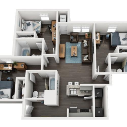 C1 Floor Plan | The Flatts Salisbury | Apartments Near Salisbury University Maryland