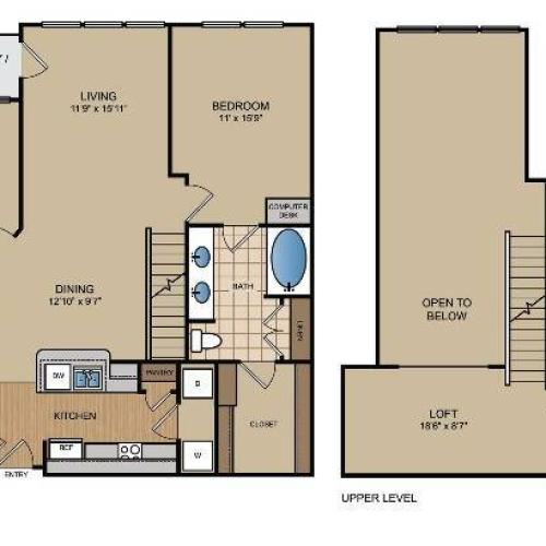 2 bedroom, 2 bath