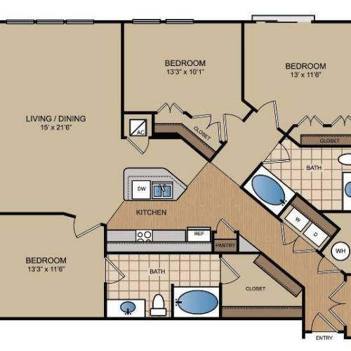 3 Bedroom, 2 Bathroom