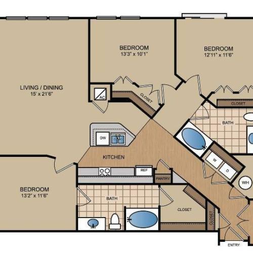 3 Bedroom, 2 Bathroom