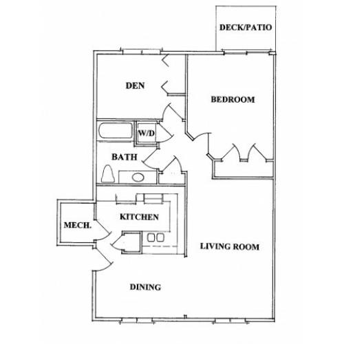 One Bedroom With Den Floorplan