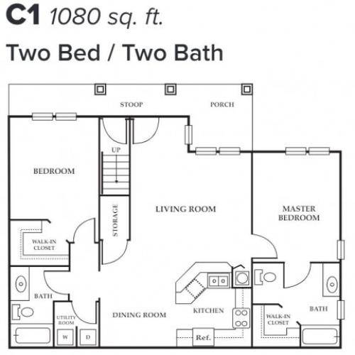 2x1 2 Bed Apartment Calais Park Apartments