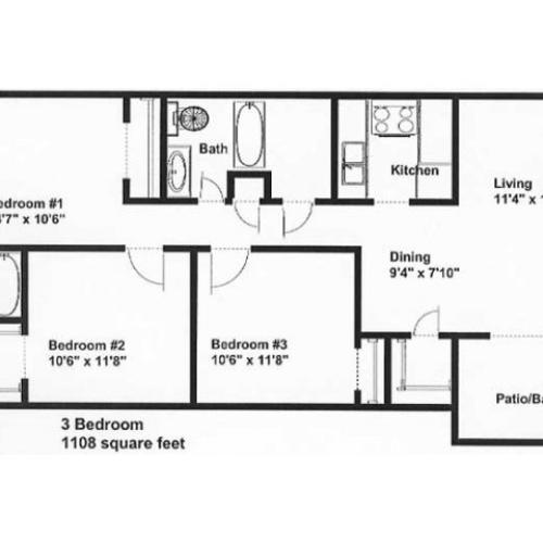 2 Bedroom 2 Bed Apartment PALMER HOUSE APARTMENTS OF GREENSBORO,