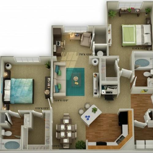 Photo of The Brookstone with Sunroom Two Bedroom Floor Plan