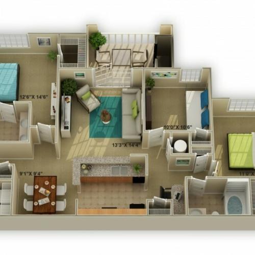 Photo of The Walden Three Bedroom Floor Plan