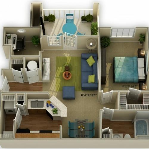 Photo The Meadowview One Bedroom Floor Plan