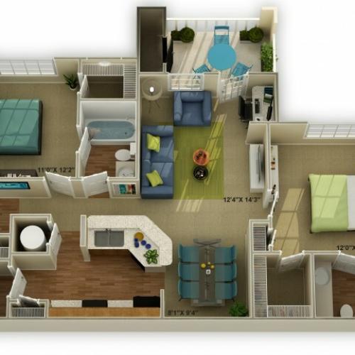 Photo of The Brookstone Two Bedroom Floor Plan