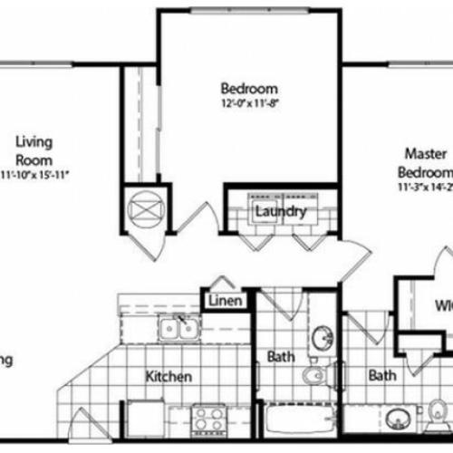 Two Bedroom | Two Bathroom | Classic | 1047 sqft