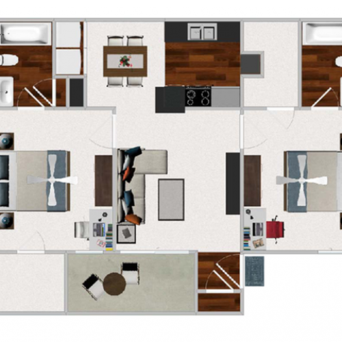 Two Bedroom / Two Bathroom 889 sqft home