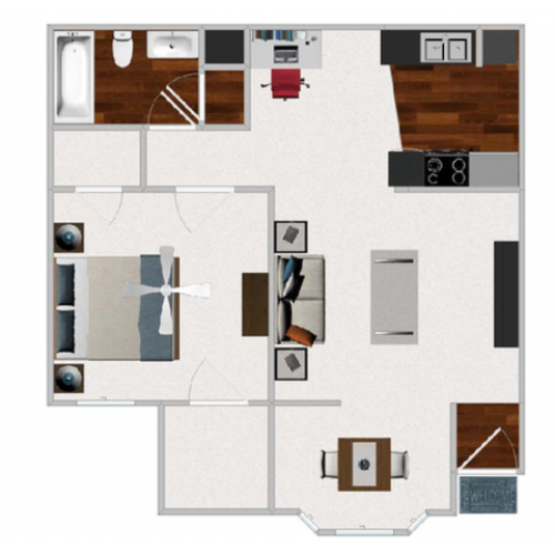 One Bedroom / One Bathroom with Morning Room, 711 sq ft home