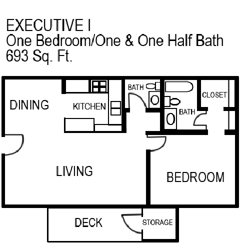 1x1D 1 Bed Apartment Silver Creek Apartments