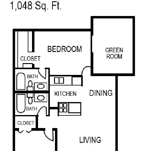 1x1D 1 Bed Apartment Silver Creek Apartments