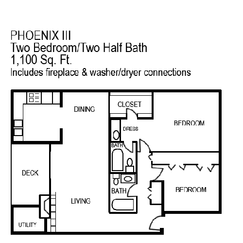 1x1D 1 Bed Apartment Silver Creek Apartments