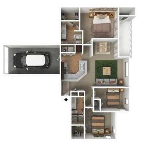 Three Bedroom Two Bathroom 1275 sqft with Garage