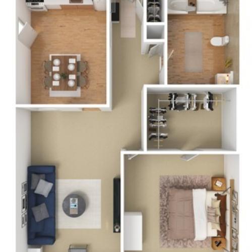 One Bedroom 705 sqft