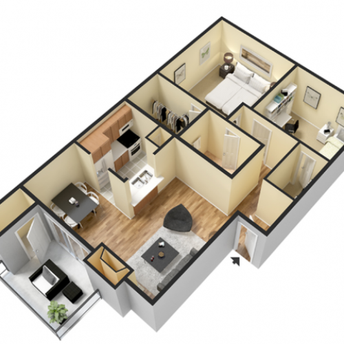 Two Bedroom | One Bathroom | 840 sqft