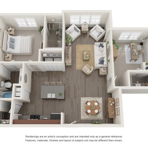 The Collins Deluxe | Two Bedrooms | One Bathroom | 1045 sqft | Extended Living Area