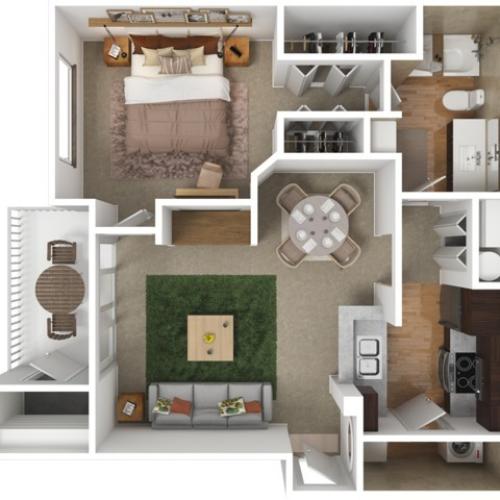 One Bedroom | 721 sqft | Balcony/Patio | Full-Size Washer/Dryer Connections | Additional Storage