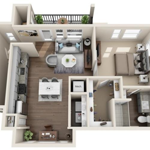One Bedroom | 797-834 sqft | Full-Sized Washer/Dryer | Patio/Balcony | Walk-in Closet