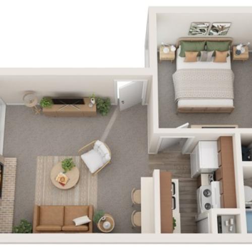 One Bedroom | One Bathroom | 550 sqft | Stackable Washer/Dryer Connections | Patio/Balcony w/Storage | Built-in Bookshelves | Fireplace in select units