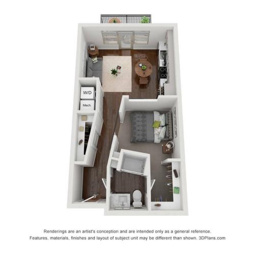 Jr. One Bedroom E1 Floorplan