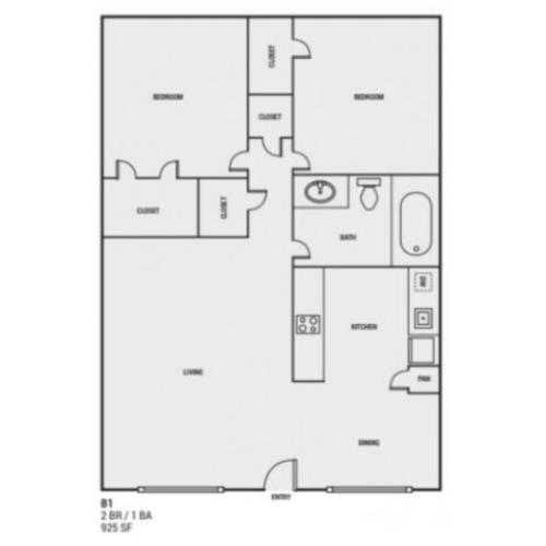 1 x 1 1 Bed Apartment Vines at Adams