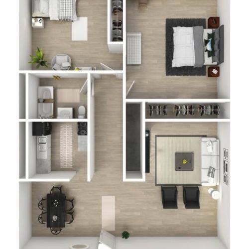 2 bedroom, 1 bath