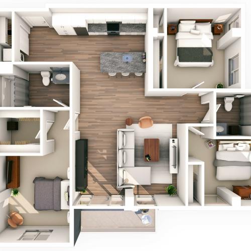 3 Bed / 2 Bath - 1,341 SF