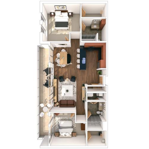 2 Bed / 2 Bath - 1,323 SF