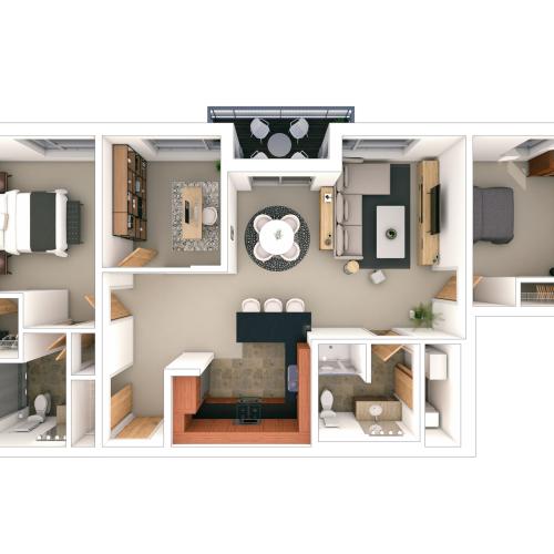 2 Bed + Den / 2 Bath - 1,424 SF