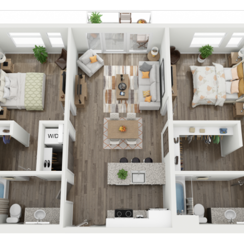 2 Bed / 2 Bath - 1,037 SF