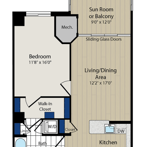 Ashton 1 Bed Apartment Meridian at Ballston Commons