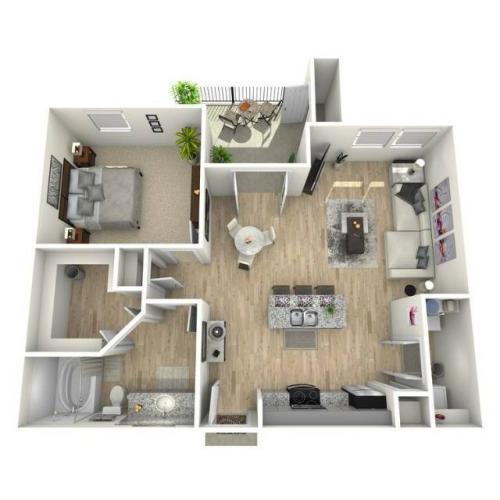 A2 1 Bed 1 Bath 726 sqft.