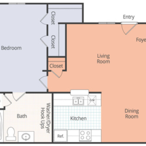 1x1 bedroom 667 square feet